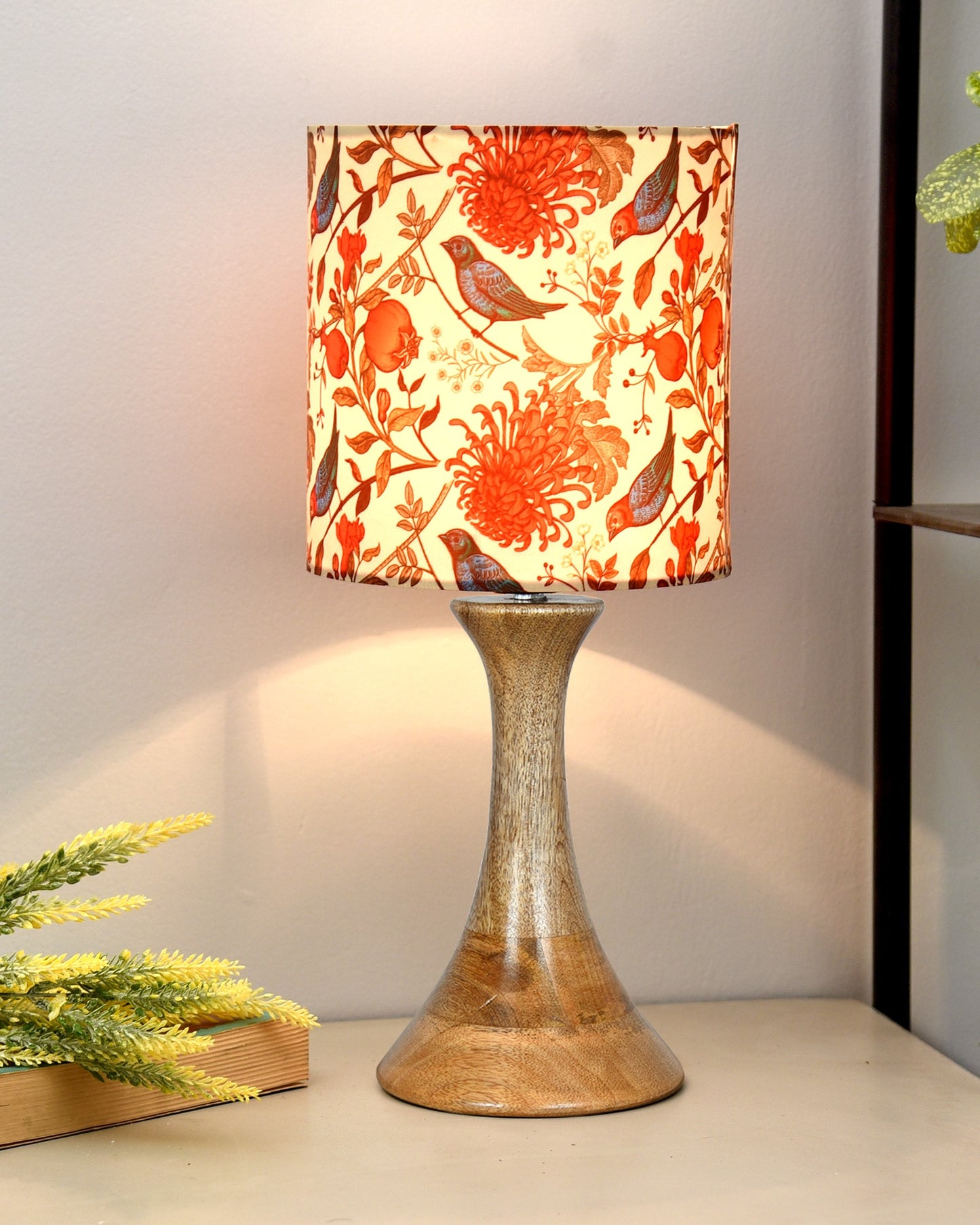 Rustic Sandbox Table Lamp Bedside Wooden Desk Lamps for Living Bedroom Study Night, House warming Diwali Gift, Fabric Shade