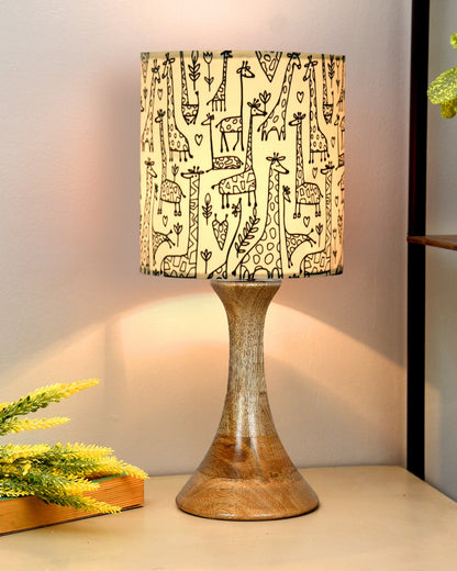 Rustic Sandbox Table Lamp Bedside Wooden Desk Lamps for Living Bedroom Study Night, House warming Diwali Gift, Fabric Shade