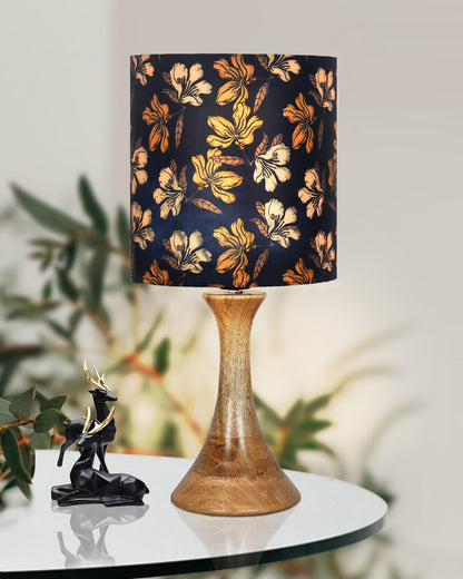 Rustic Sandbox Table Lamp Bedside Wooden Desk Lamps for Living Bedroom Study Night, House warming Diwali Gift, Fabric Shade