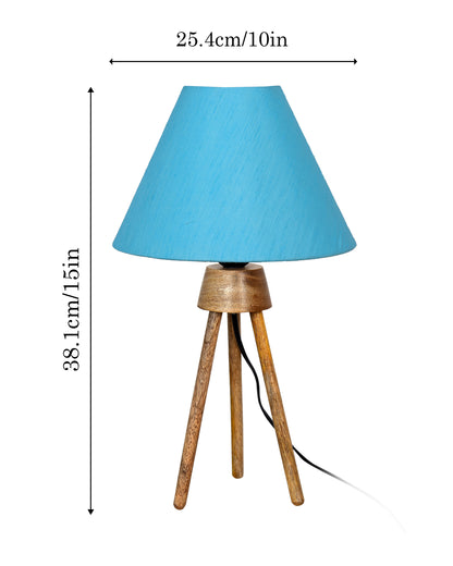 Wood Tripod Small Table Lamps, Rustic Antique Dimmable Bedside Lamp with Linen Lampshade, Nightstand Lamp for Nursery, Bedroom, Kid Room, Living Room,