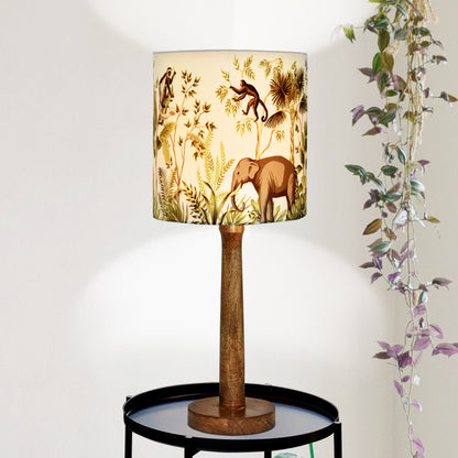 Modern Table Lamp, Wooden Base Modern Fabric Lampshade for Home Office Cafe Restaurant, Nordic Stick,