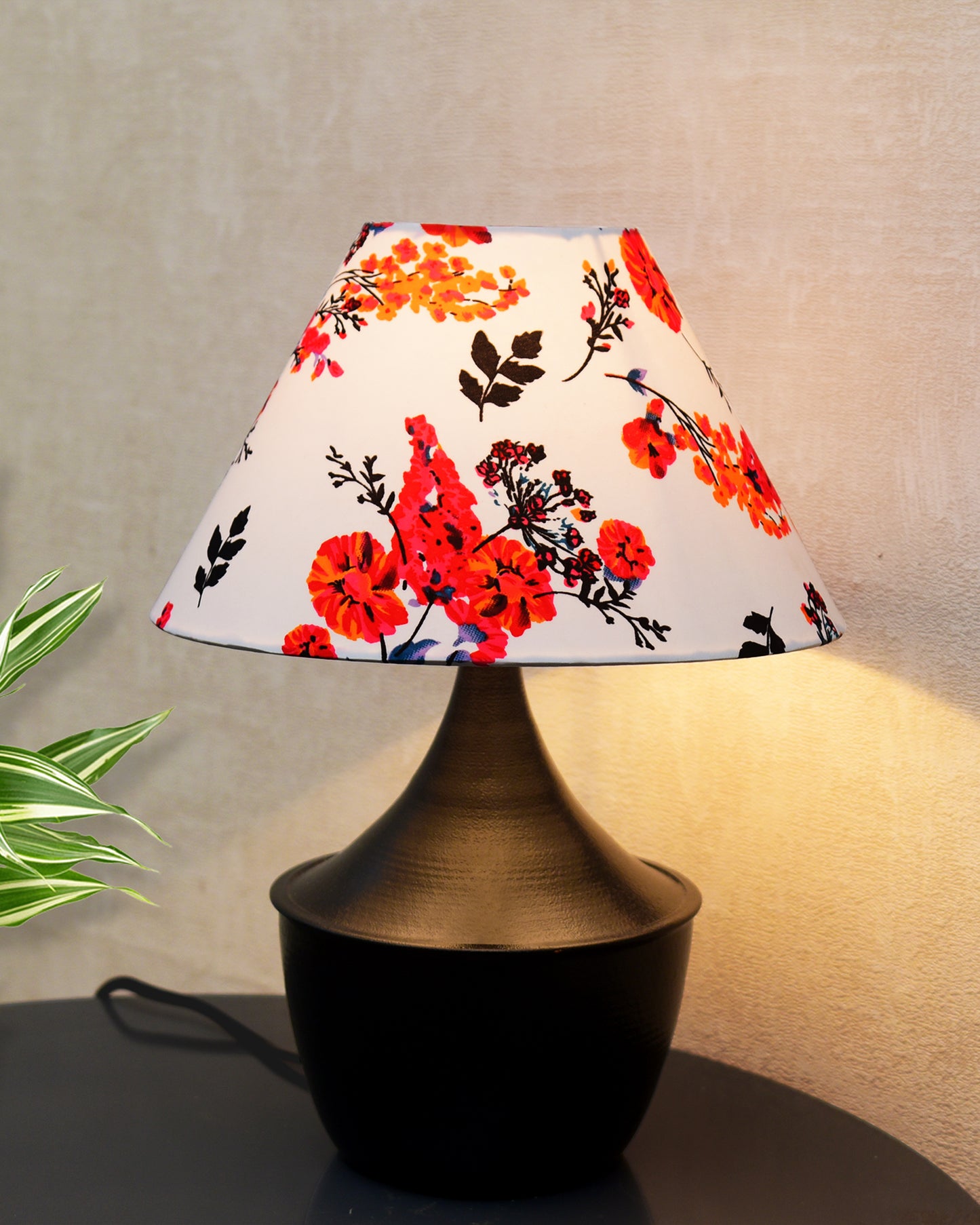 Bedside Table Lamp, Matt Black Metal Modern Lamp with Fabric Shade, Simple Side Lamp for Living Room,Bedroom,Home,Office Working, Black Tulip, Turquoise Shade