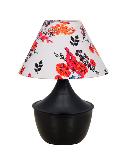 Bedside Table Lamp, Matt Black Metal Modern Lamp with Fabric Shade, Simple Side Lamp for Living Room,Bedroom,Home,Office Working, Black Tulip, Turquoise Shade