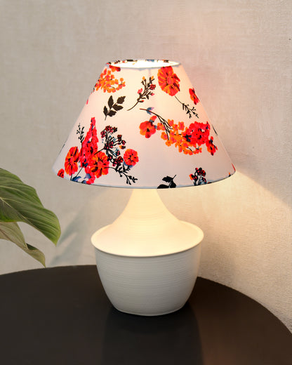 Bedside Table Lamp, Matt Black Metal Modern Lamp with Fabric Shade, Simple Side Lamp for Living Room,Bedroom,Home,Office Working, White Tulip, Turquoise Shade