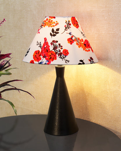 Bedside Table Lamp, Matt Black Metal Modern Lamp with Fabric Shade, Simple Side Lamp for Living Room,Bedroom,Home,Office Working, Black Cone, Turquoise Shade