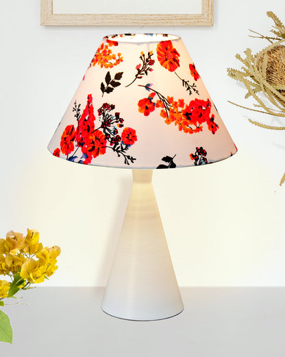 Bedside Table Lamp, Matt Black Metal Modern Lamp with Fabric Shade, Simple Side Lamp for Living Room,Bedroom,Home,Office Working, White Cone, Turquoise Shade