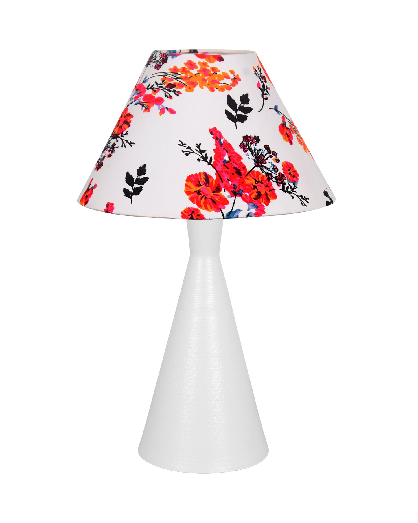 Bedside Table Lamp, Matt Black Metal Modern Lamp with Fabric Shade, Simple Side Lamp for Living Room,Bedroom,Home,Office Working, White Cone, Turquoise Shade