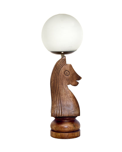 Chess Decorative Bedside Table Desk Lamp White Frost Shade for Décor, Accent Light, Gameroom, Kids', Living Room, Bedroom, Handmade Wooden, Pawn Horse Bishop Rook Queen  King