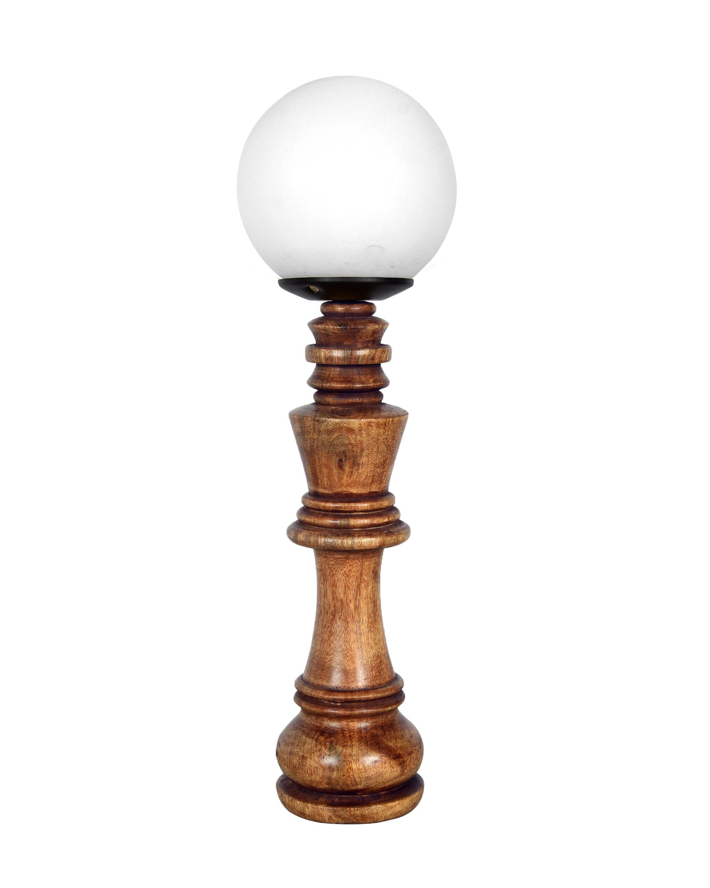 Chess Decorative Bedside Table Desk Lamp White Frost Shade for Décor, Accent Light, Gameroom, Kids', Living Room, Bedroom, Handmade Wooden, Pawn Horse Bishop Rook Queen  King