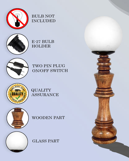 Chess Decorative Bedside Table Desk Lamp White Frost Shade for Décor, Accent Light, Gameroom, Kids', Living Room, Bedroom, Handmade Wooden, Pawn Horse Bishop Rook Queen  King