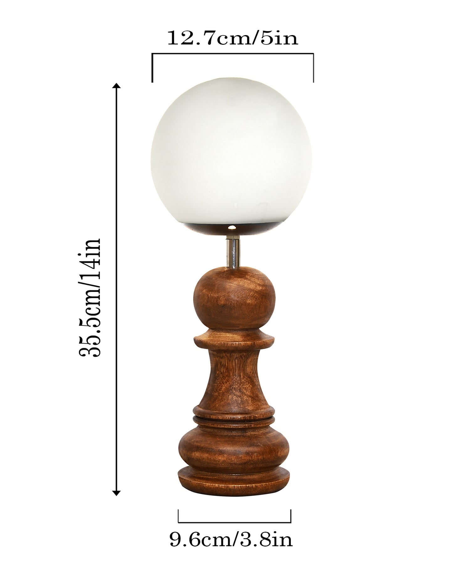 Chess Decorative Bedside Table Desk Lamp White Frost Shade for Décor, Accent Light, Gameroom, Kids', Living Room, Bedroom, Handmade Wooden, Pawn Horse Bishop Rook Queen  King