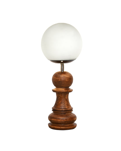 Chess Decorative Bedside Table Desk Lamp White Frost Shade for Décor, Accent Light, Gameroom, Kids', Living Room, Bedroom, Handmade Wooden, Pawn Horse Bishop Rook Queen  King