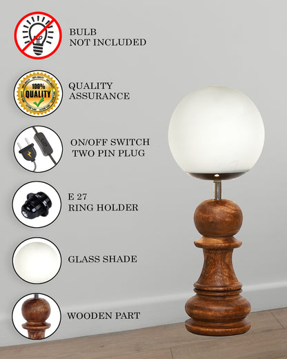 Chess Decorative Bedside Table Desk Lamp White Frost Shade for Décor, Accent Light, Gameroom, Kids', Living Room, Bedroom, Handmade Wooden, Pawn Horse Bishop Rook Queen  King