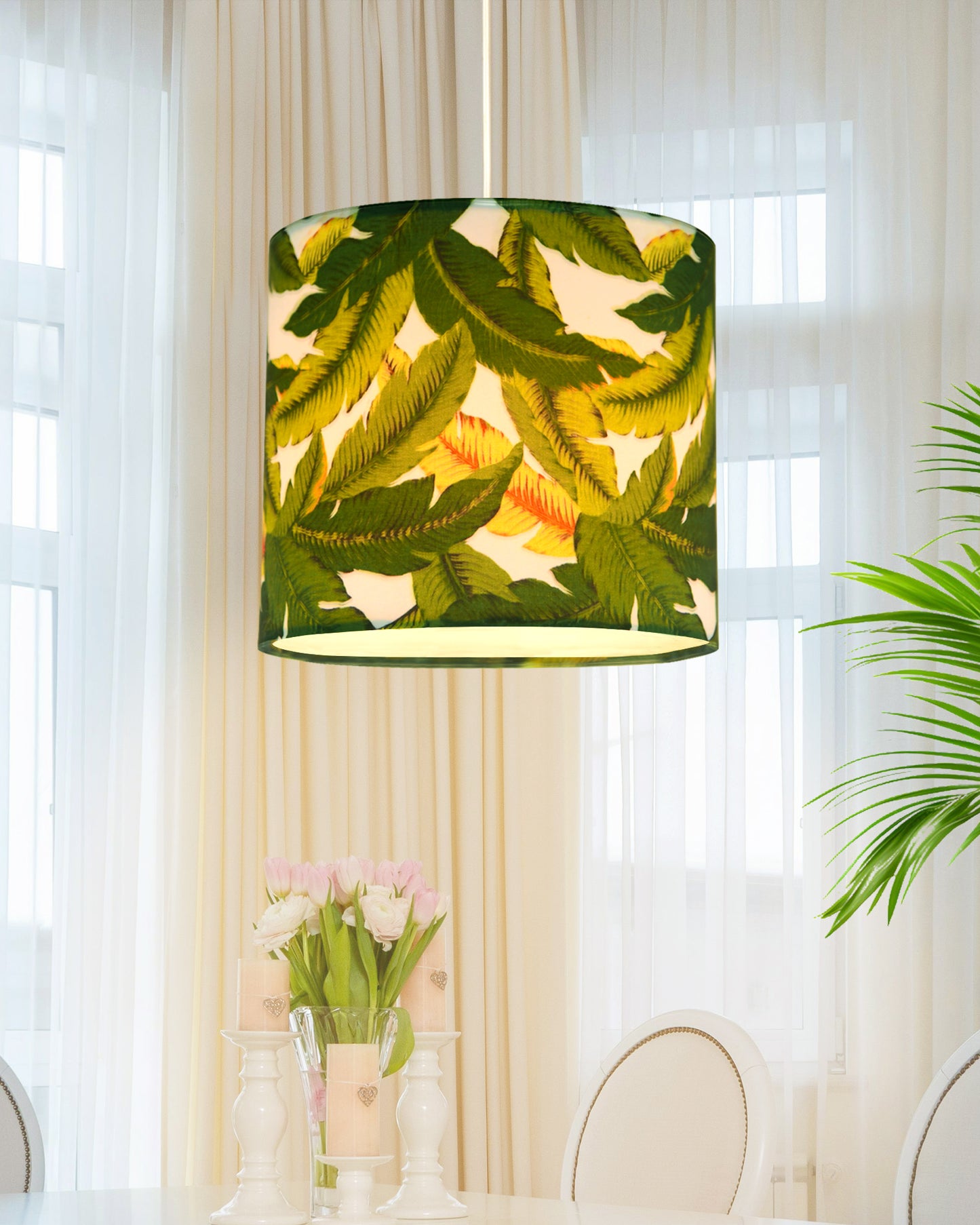 Birds Hanging Drum Lamp Shade, Decorative Light Lamp for Living Room, Home, Bedroom