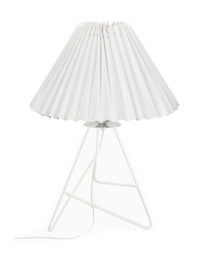 Retro Down to the Wire Metal Table Lamp with Fabric Shade, Bedside Lamp Gift Housewarming Home Living Room, White Pleated shade